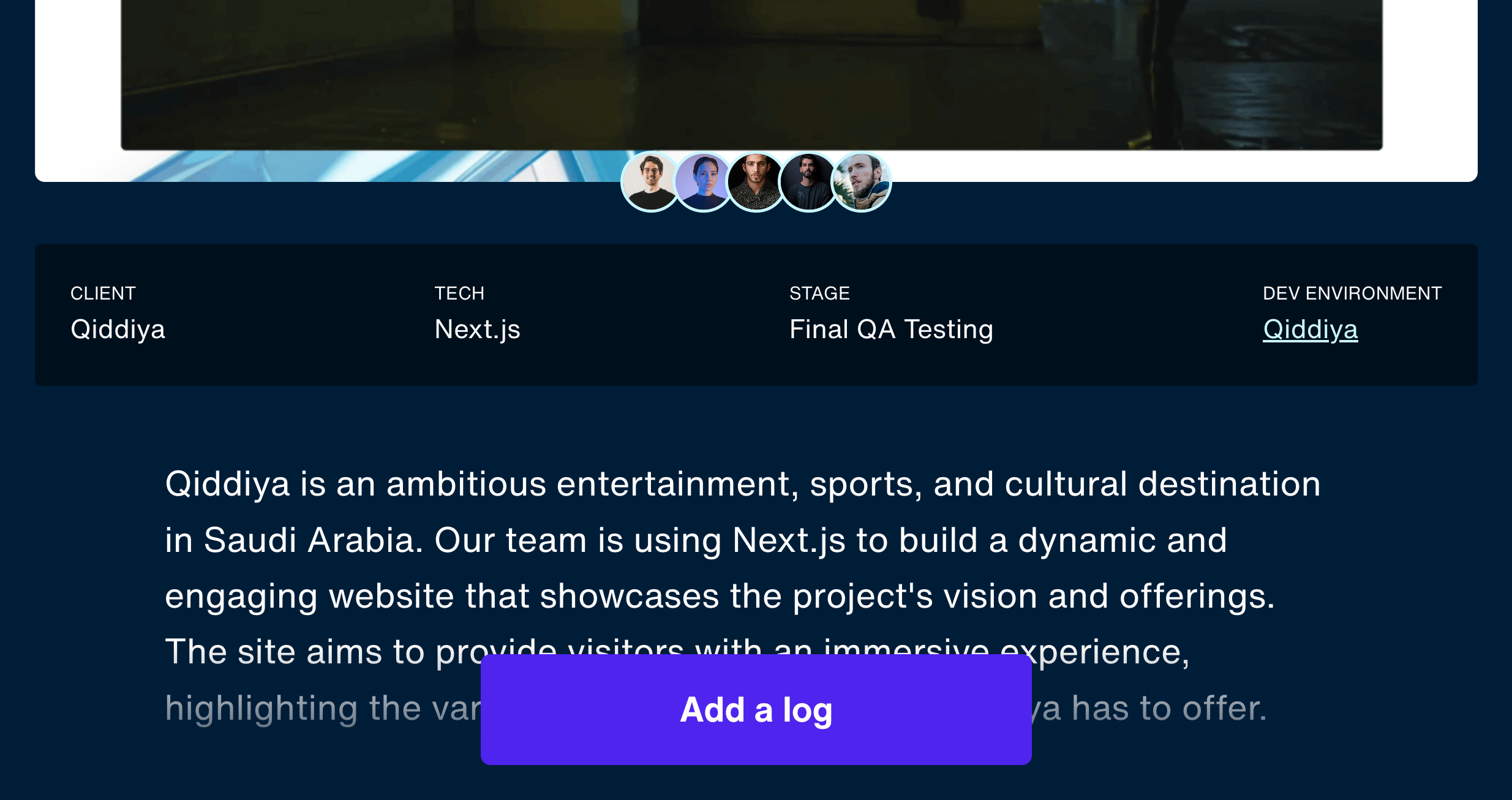 picture of the Monk Log project screen